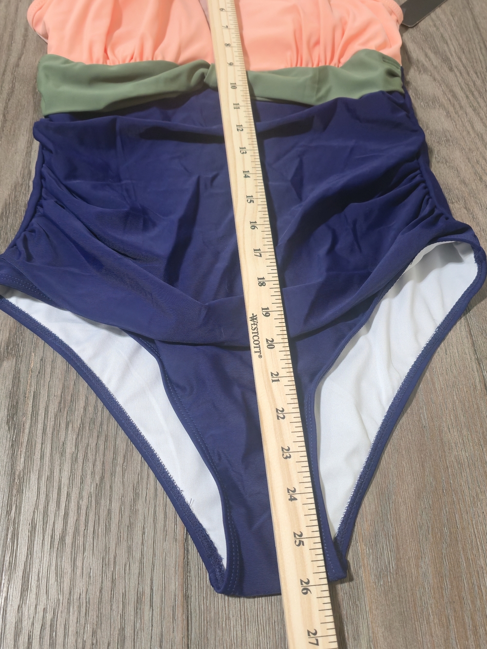 NWT Tempt Me Deep Plunge Mesh Ruched Monokini Swimsuit Pink Blue Med Resort Pool - Picture 7 of 10
